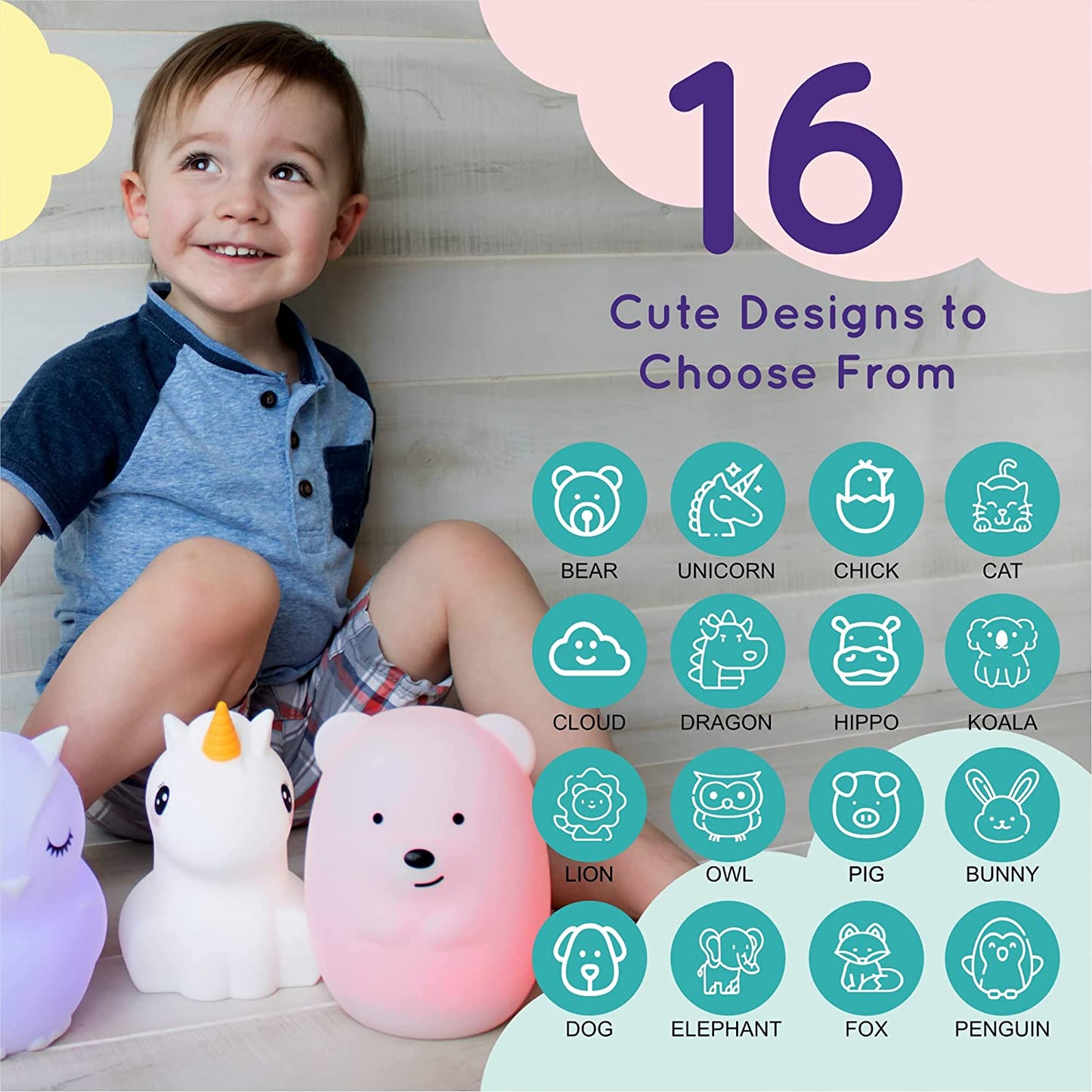 Remote Control Silicone Night Light for Kids - Owl Design with 9 Soft Colors & Sleep Timer - Rechargeable, Battery-Operated Lamp for Bedroom | Baby Nursery, Toddler, Girls, Boys