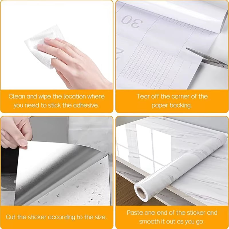Kitchen Pearlescent Film Waterproof Wallpaper PVC Room DIY Self-Adhesive Wall Stickers Wardrobe Kitchen Furniture Wall Stickers