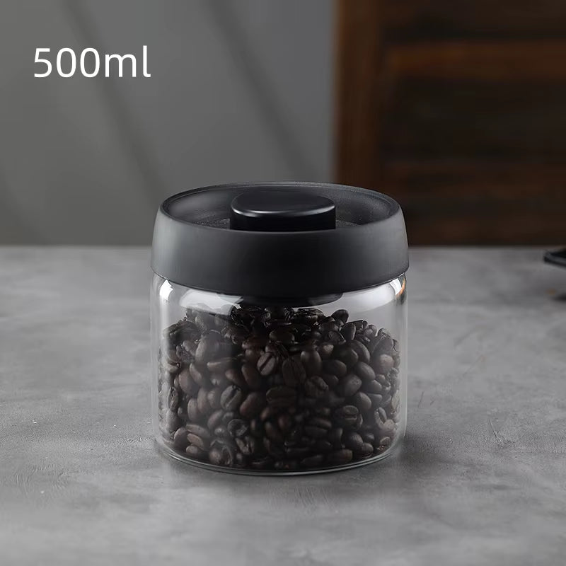 Coffee Jar Manual Vacuum Moisture Proproof Storage Jar Kitchen High Borosilicate Glass Tea Jar Coffee Bean Storage Sealed Jar