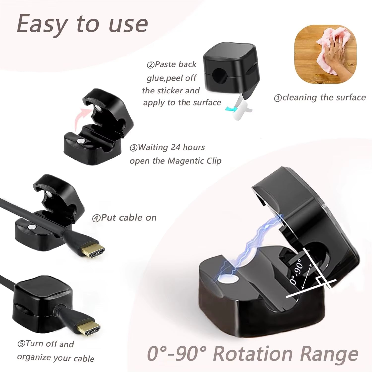 6/12/18Pcs Cord Organizer Holder Magnetic Desktop Cable Clip Management Hidden Phone Charging Cord Holder for Kitchen Appliances