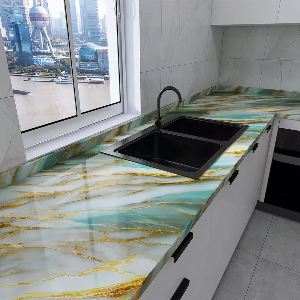 Kitchen Pearlescent Film Waterproof Wallpaper PVC Room DIY Self-Adhesive Wall Stickers Wardrobe Kitchen Furniture Wall Stickers
