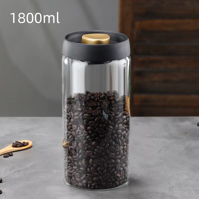 Coffee Jar Manual Vacuum Moisture Proproof Storage Jar Kitchen High Borosilicate Glass Tea Jar Coffee Bean Storage Sealed Jar