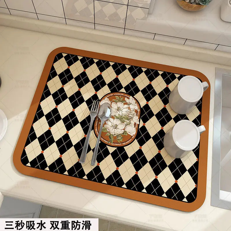 Super Antiskid Large Kitchen Absorbent Draining Mat Super Absorbent Draining Coffee Dish Drying Mat Quick Dry Bathroom Drain Pad